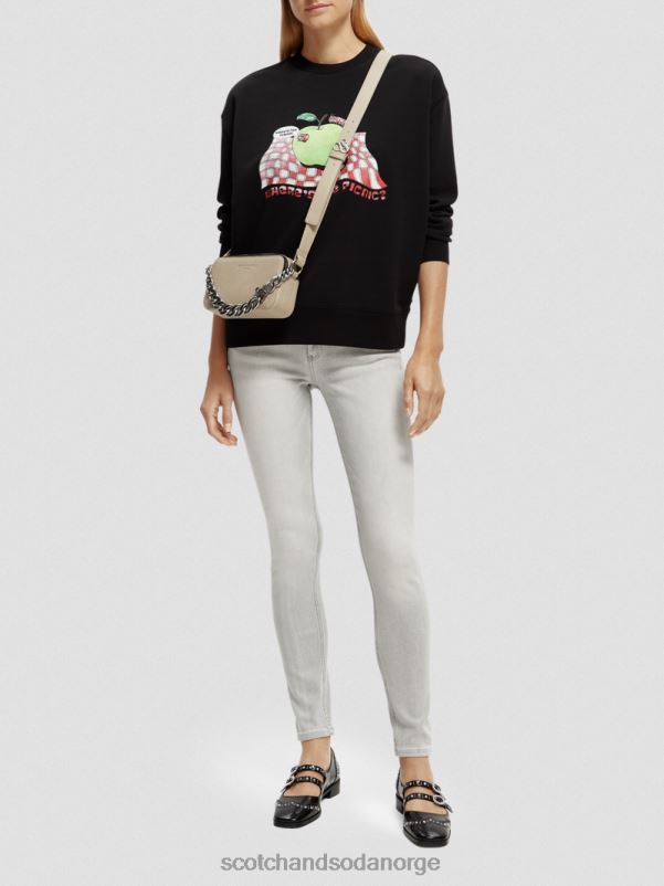 kvinner vintage artwork sweatshirt med løs passform svart N40XD204 klær Scotch & Soda