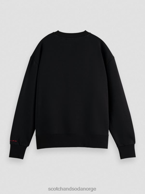 kvinner vintage artwork sweatshirt med løs passform svart N40XD204 klær Scotch & Soda