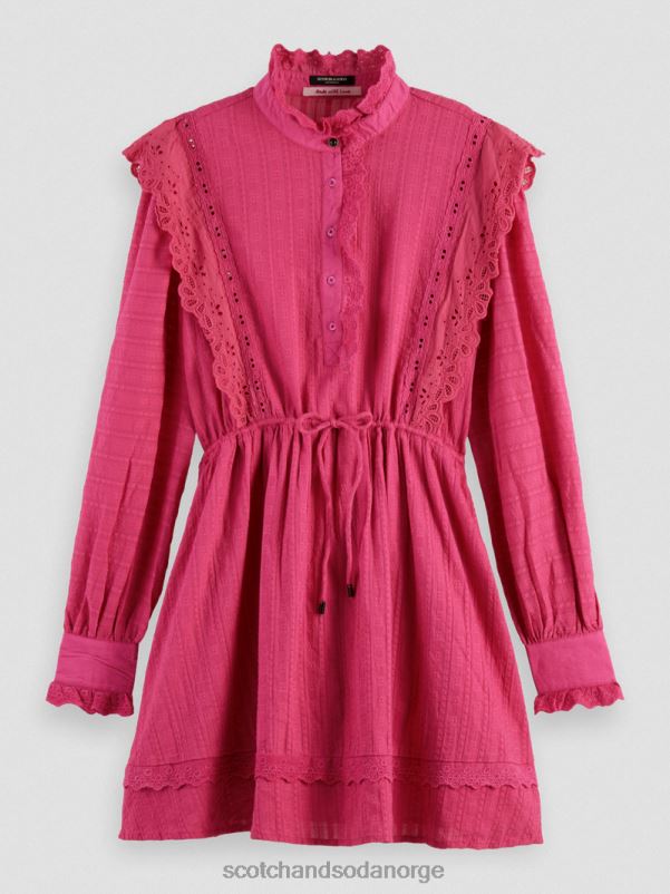 kvinner broderie anglaise mini kjole i økologisk bomull fuchsia N40XD10 klær Scotch & Soda