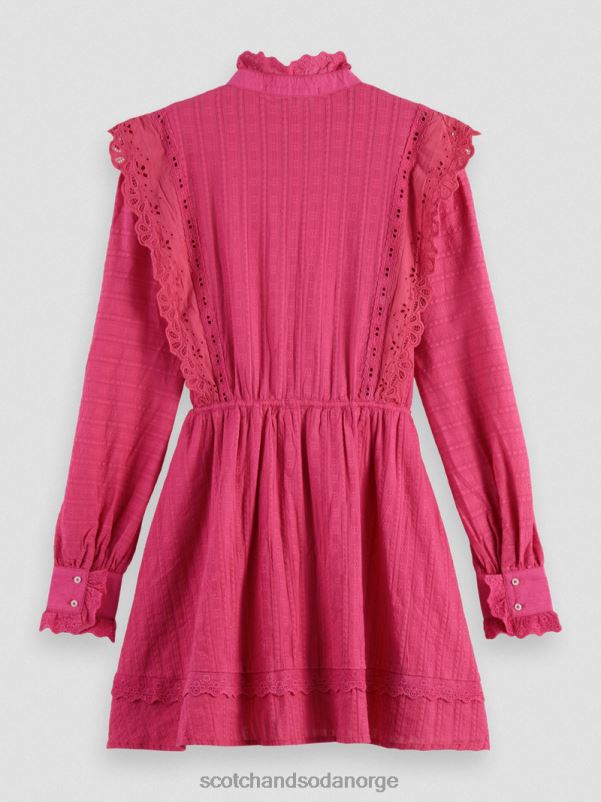 kvinner broderie anglaise mini kjole i økologisk bomull fuchsia N40XD10 klær Scotch & Soda