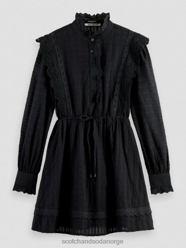 kvinner broderie anglaise mini kjole i økologisk bomull svart N40XD11 klær Scotch & Soda