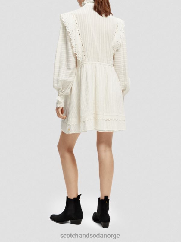 kvinner broderie anglaise mini kjole i økologisk bomull vanilje hvit N40XD12 klær Scotch & Soda
