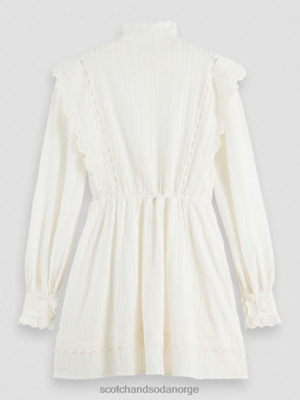 kvinner broderie anglaise mini kjole i økologisk bomull vanilje hvit N40XD12 klær Scotch & Soda