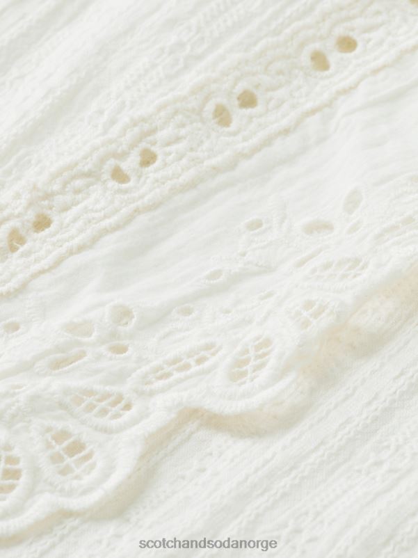 kvinner broderie anglaise mini kjole i økologisk bomull vanilje hvit N40XD12 klær Scotch & Soda