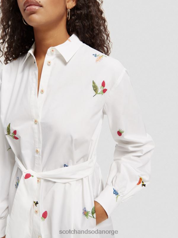 kvinner brodert midi-skjortekjole hvit N40XD19 klær Scotch & Soda