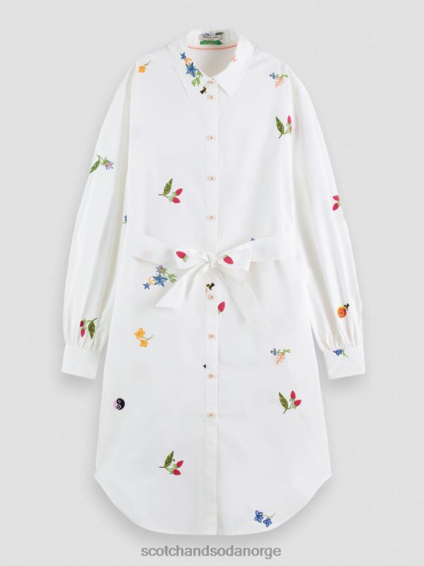kvinner brodert midi-skjortekjole hvit N40XD19 klær Scotch & Soda