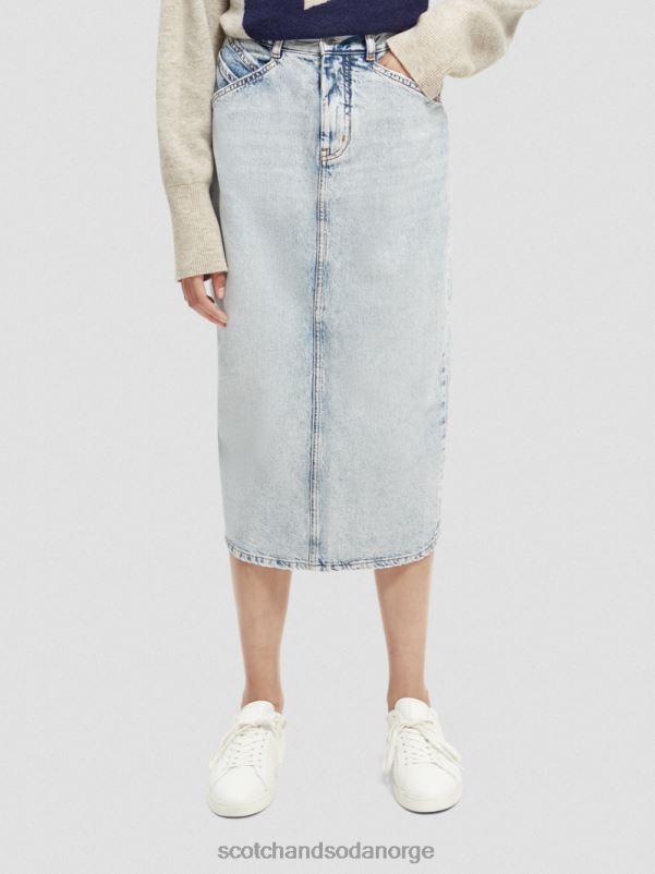 kvinner high-rise strukturert denim midi blyantskjørt ny æra N40XD1 klær Scotch & Soda