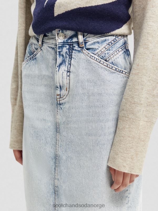 kvinner high-rise strukturert denim midi blyantskjørt ny æra N40XD1 klær Scotch & Soda