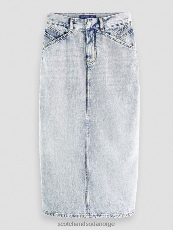 kvinner high-rise strukturert denim midi blyantskjørt ny æra N40XD1 klær Scotch & Soda