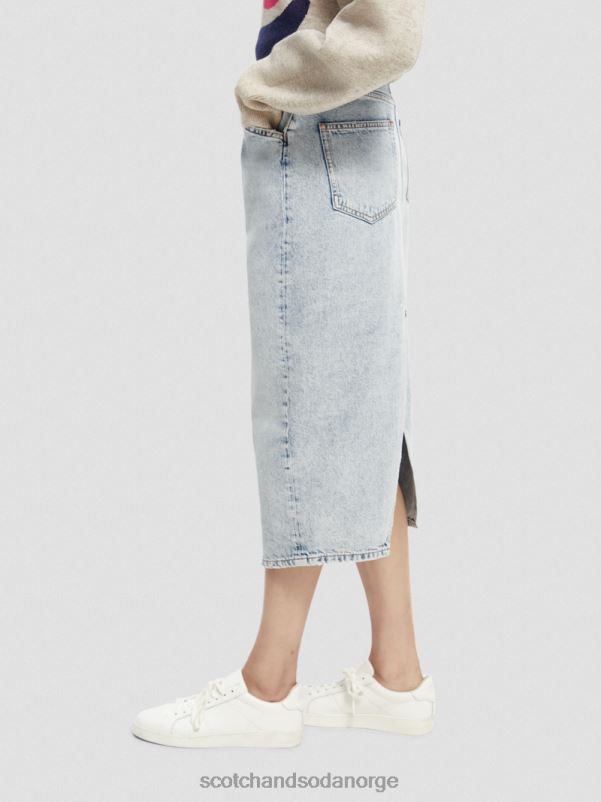 kvinner high-rise strukturert denim midi blyantskjørt ny æra N40XD1 klær Scotch & Soda