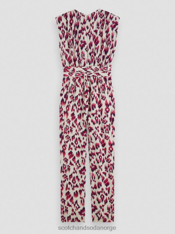 kvinner jumpsuit med v-hals belte børstet ikat kirsebærpai N40XD16 klær Scotch & Soda