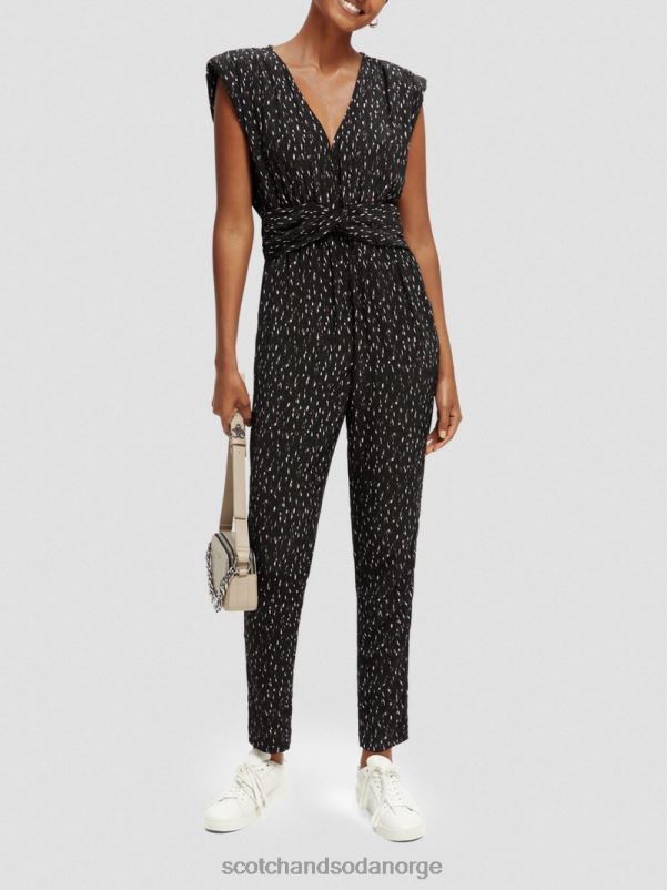kvinner jumpsuit med v-hals belte ikat regn N40XD17 klær Scotch & Soda