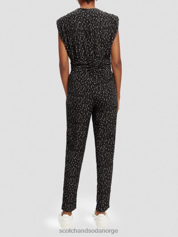kvinner jumpsuit med v-hals belte ikat regn N40XD17 klær Scotch & Soda