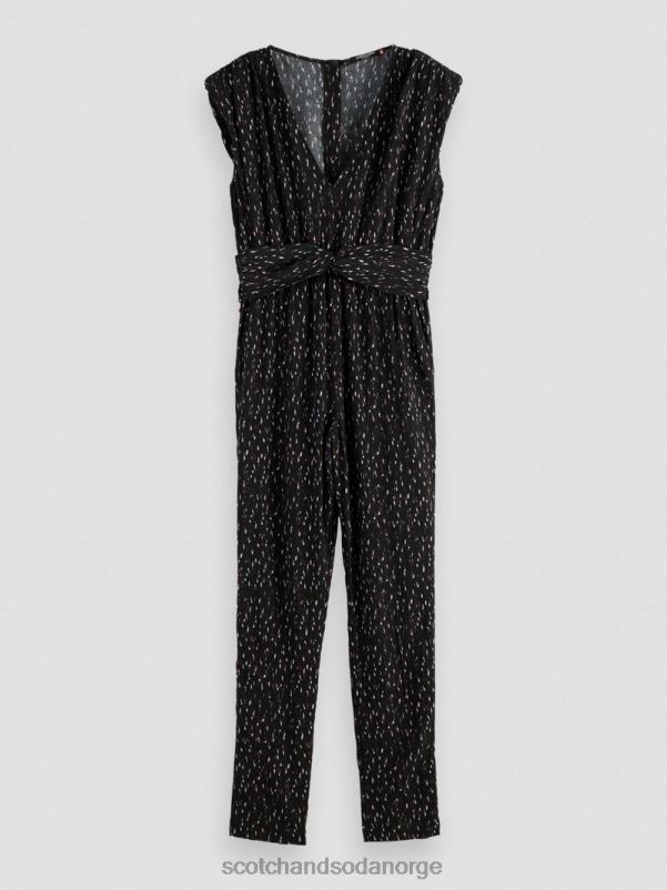 kvinner jumpsuit med v-hals belte ikat regn N40XD17 klær Scotch & Soda