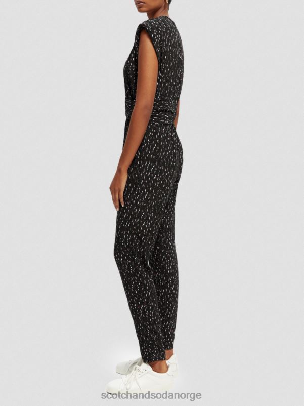 kvinner jumpsuit med v-hals belte ikat regn N40XD17 klær Scotch & Soda