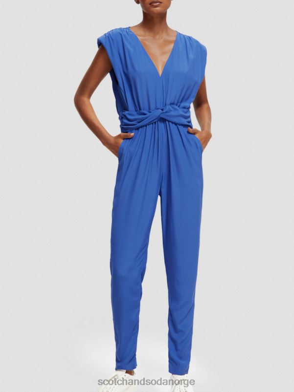 kvinner jumpsuit med v-hals belte lyseblå N40XD18 klær Scotch & Soda