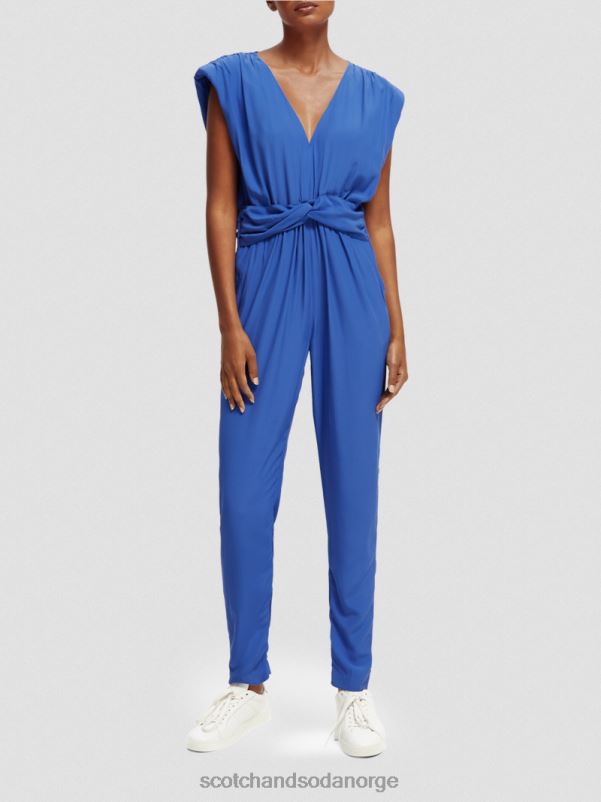 kvinner jumpsuit med v-hals belte lyseblå N40XD18 klær Scotch & Soda