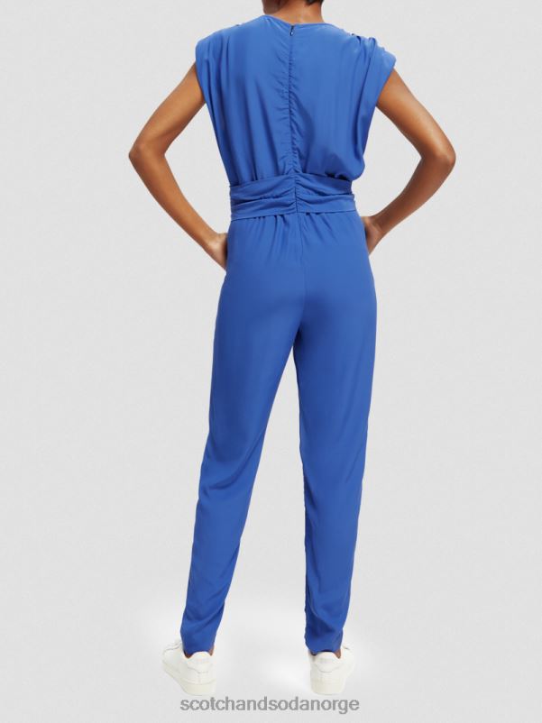 kvinner jumpsuit med v-hals belte lyseblå N40XD18 klær Scotch & Soda