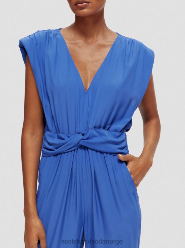 kvinner jumpsuit med v-hals belte lyseblå N40XD18 klær Scotch & Soda