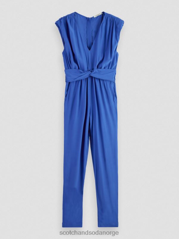 kvinner jumpsuit med v-hals belte lyseblå N40XD18 klær Scotch & Soda