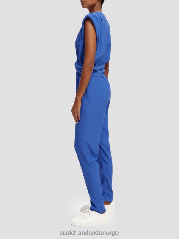 kvinner jumpsuit med v-hals belte lyseblå N40XD18 klær Scotch & Soda