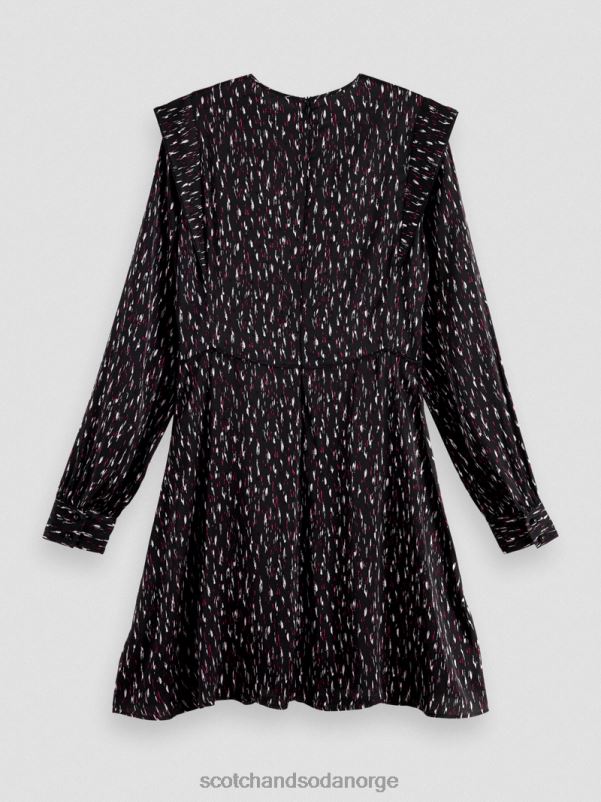 kvinner langermet minikjole med strukturert trykk ikat regn N40XD25 klær Scotch & Soda