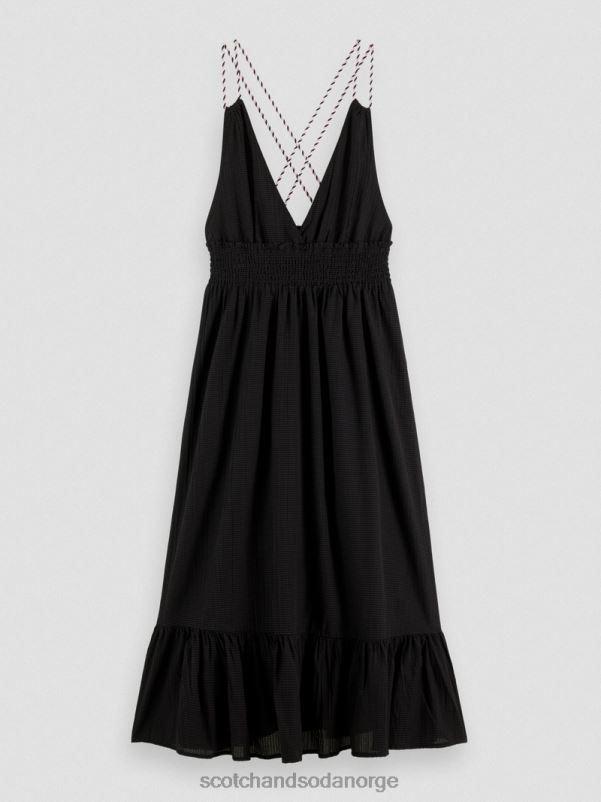 kvinner smocked midi stropp kjole svart N40XD32 klær Scotch & Soda