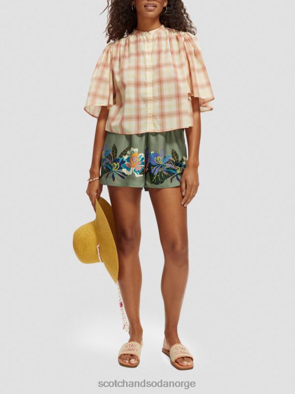kvinner elastiske shorts med høy stigning grønn tennis aop N40XD240 klær Scotch & Soda
