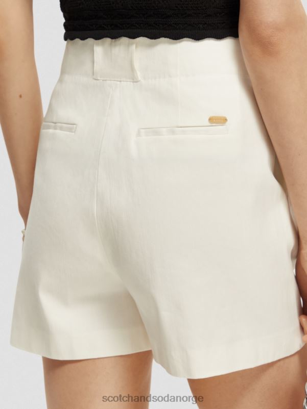 kvinner høye plisserte shorts off white N40XD236 klær Scotch & Soda