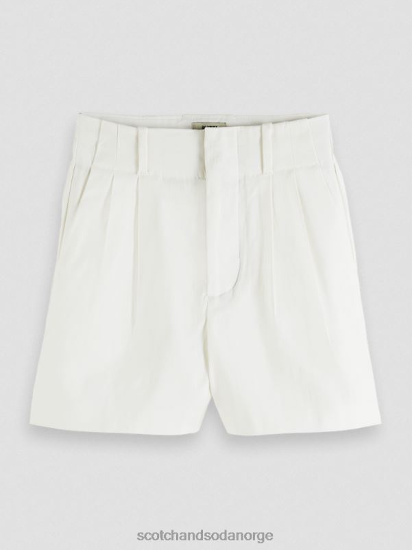 kvinner høye plisserte shorts off white N40XD236 klær Scotch & Soda