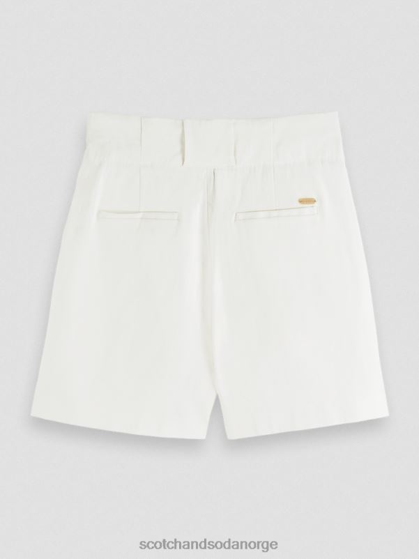 kvinner høye plisserte shorts off white N40XD236 klær Scotch & Soda