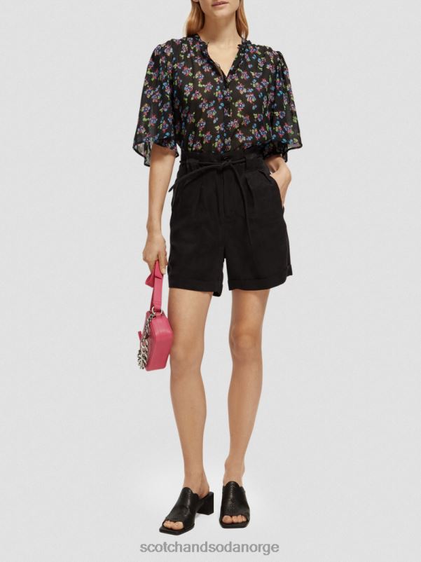 kvinner høyhøyde mini-shorts svart N40XD234 klær Scotch & Soda