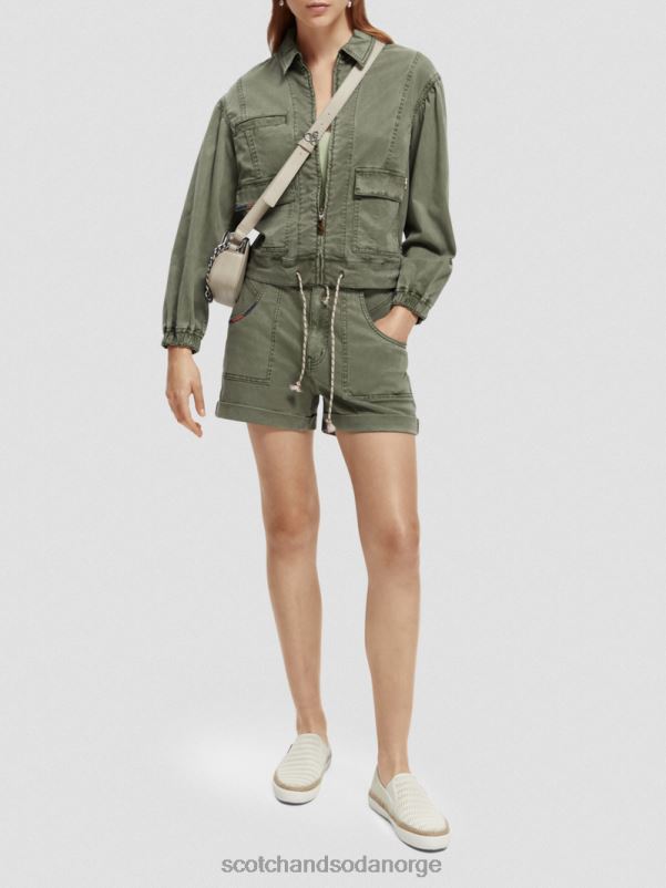 kvinner plaggfarget chino-shorts olivengrønn N40XD248 klær Scotch & Soda
