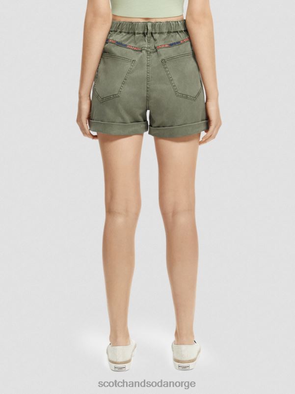 kvinner plaggfarget chino-shorts olivengrønn N40XD248 klær Scotch & Soda