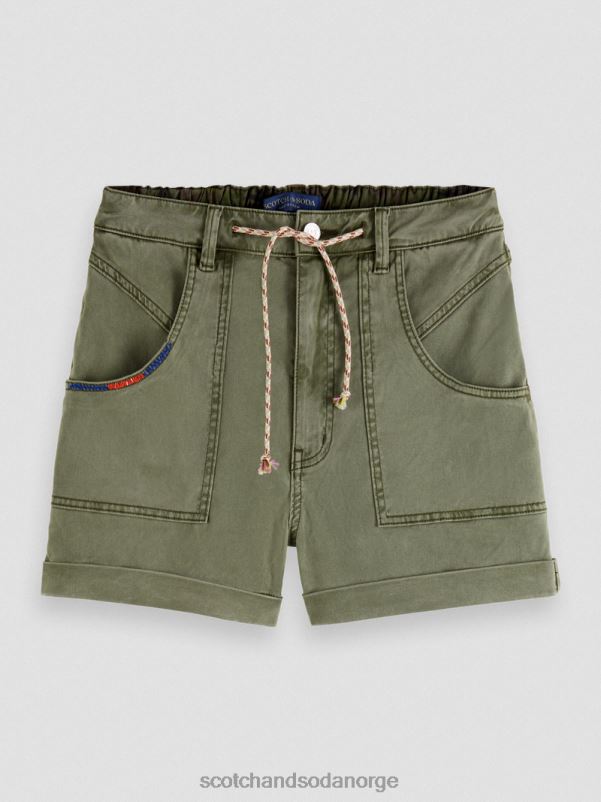 kvinner plaggfarget chino-shorts olivengrønn N40XD248 klær Scotch & Soda