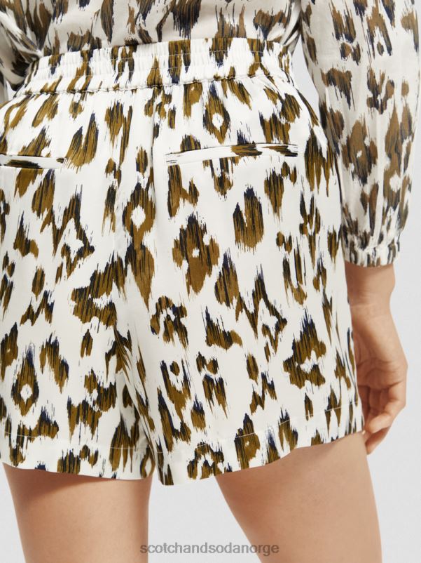 kvinner printede shorts med brede ben børstet ikat armygrønn N40XD246 klær Scotch & Soda