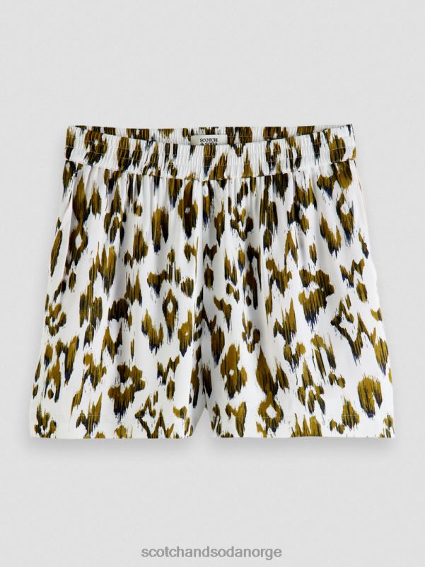kvinner printede shorts med brede ben børstet ikat armygrønn N40XD246 klær Scotch & Soda