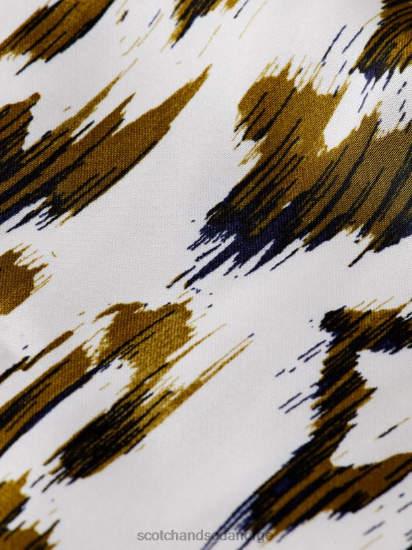 kvinner printede shorts med brede ben børstet ikat armygrønn N40XD246 klær Scotch & Soda