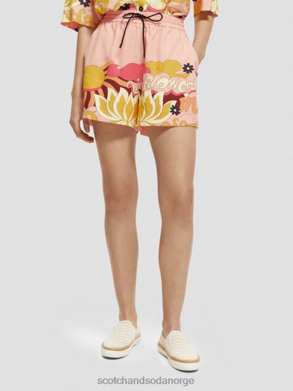 kvinner trykte shorts med elastisk linning rødme fersken N40XD255 klær Scotch & Soda