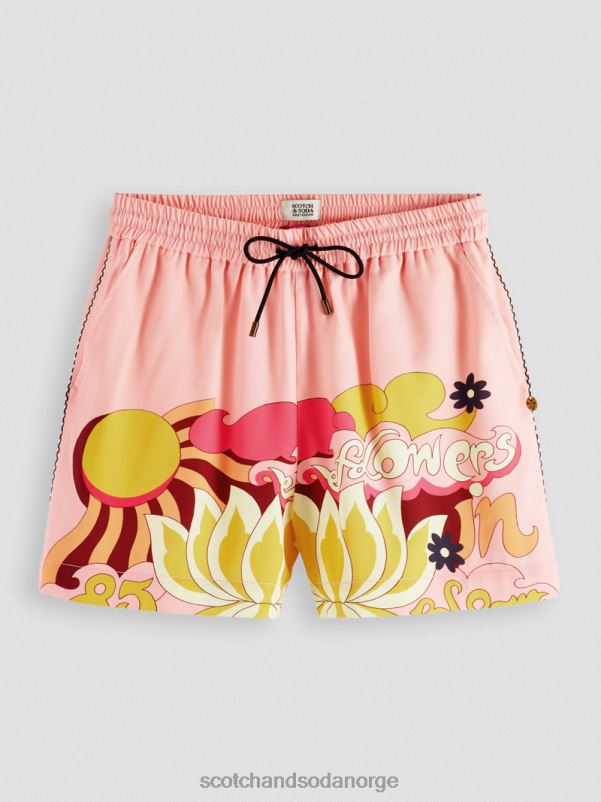 kvinner trykte shorts med elastisk linning rødme fersken N40XD255 klær Scotch & Soda