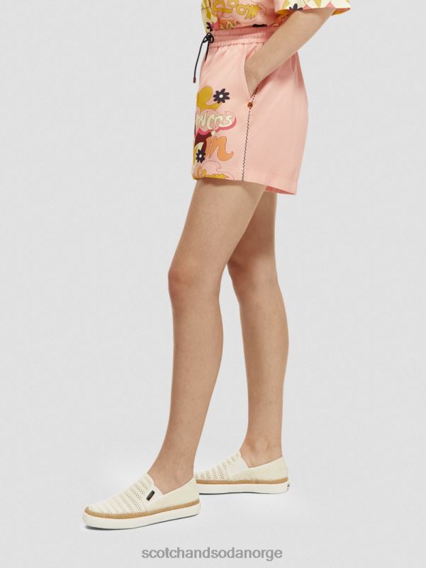 kvinner trykte shorts med elastisk linning rødme fersken N40XD255 klær Scotch & Soda