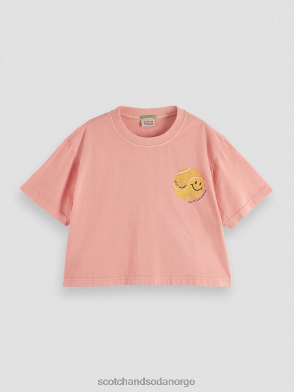 kvinner beskåret kunstverksskjorte i økologisk bomull flamingo N40XD95 klær Scotch & Soda