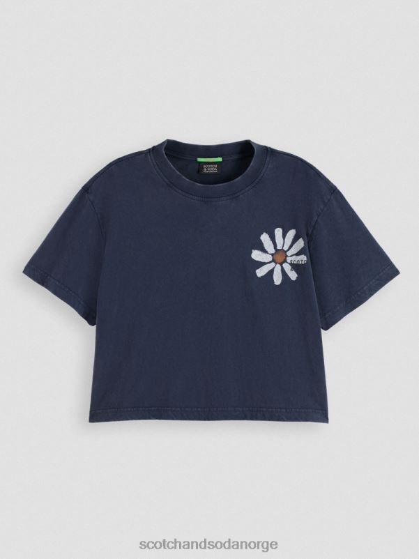 kvinner beskåret kunstverksskjorte i økologisk bomull marinen N40XD96 klær Scotch & Soda