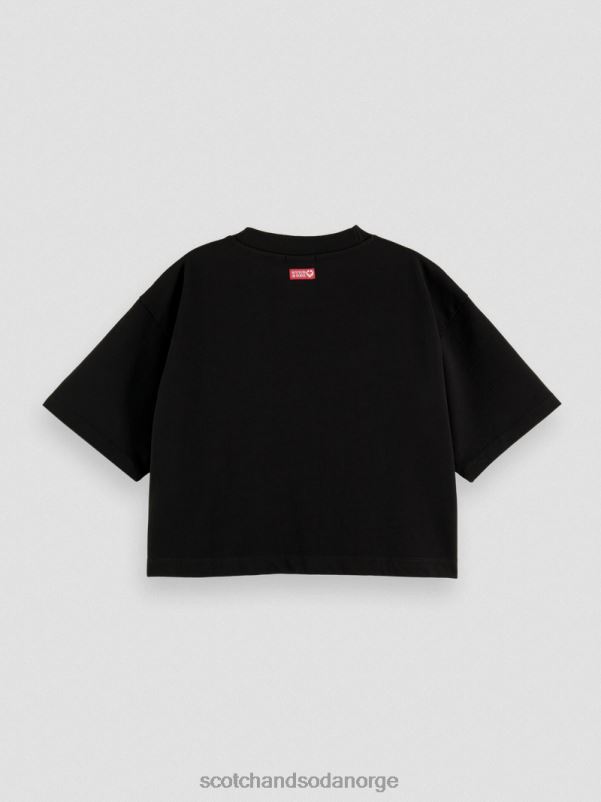 kvinner brodert crop top t-skjorte svart N40XD73 klær Scotch & Soda
