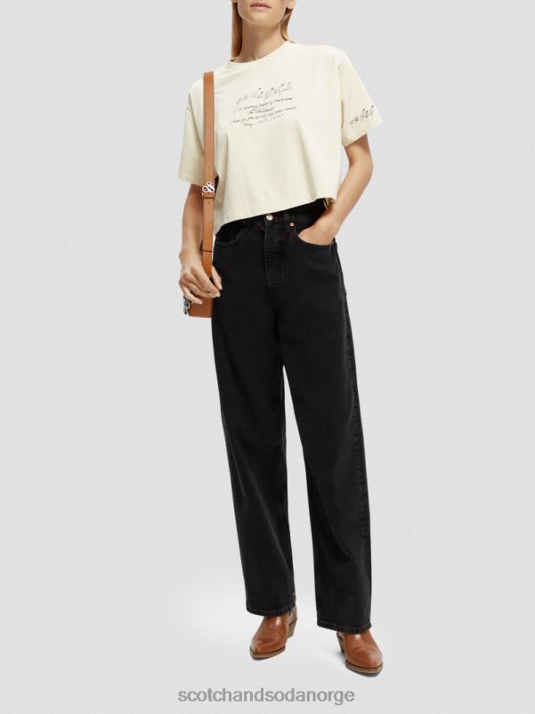 kvinner brodert crop top t-skjorte vanilje hvit N40XD72 klær Scotch & Soda