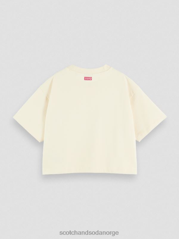 kvinner brodert crop top t-skjorte vanilje hvit N40XD72 klær Scotch & Soda