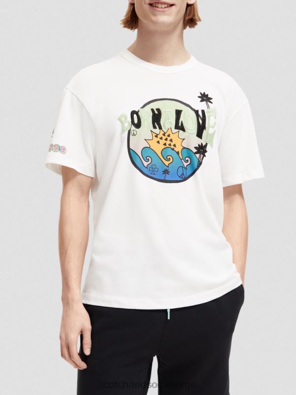 kvinner født til å elske kunst-t-skjorte off white N40XD124 klær Scotch & Soda