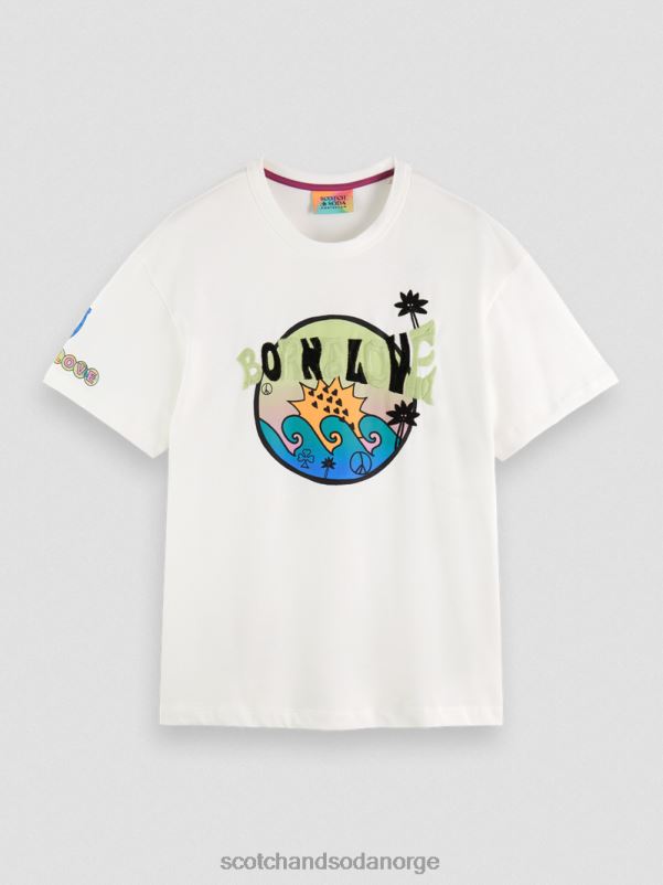 kvinner født til å elske kunst-t-skjorte off white N40XD124 klær Scotch & Soda