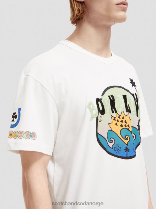 kvinner født til å elske kunst-t-skjorte off white N40XD124 klær Scotch & Soda