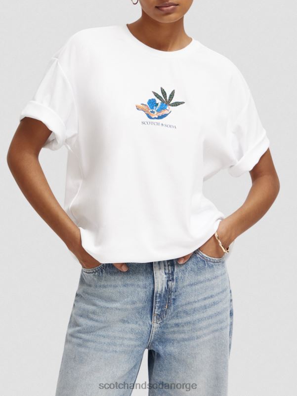 kvinner grafisk t-skjorte med løs passform hvit N40XD114 klær Scotch & Soda
